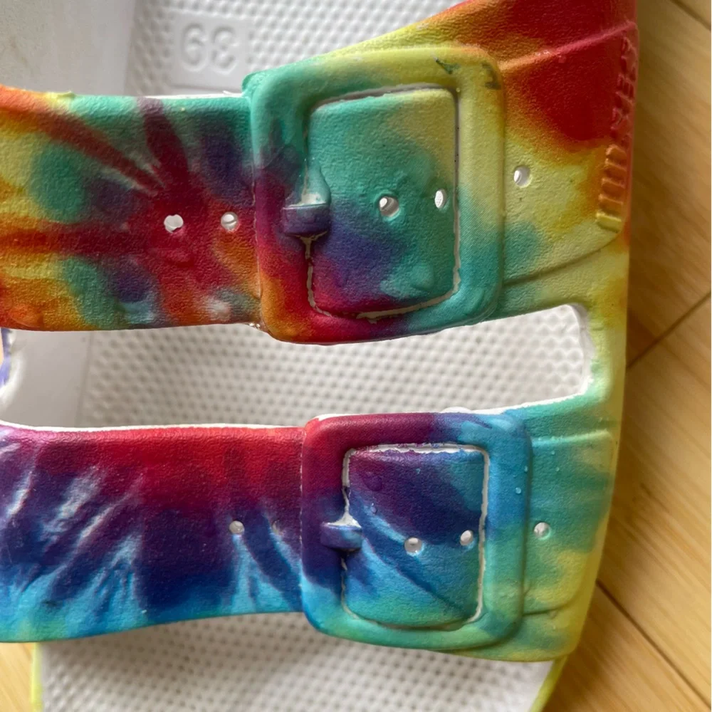 FREEDOM MOSES 2 Band Slide Sandals Hendrix Tie Dye Size 8